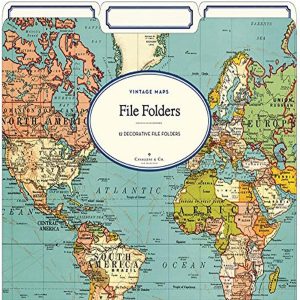 World Map File Folders